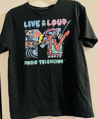 VTG MTV Live Loud Music Television Skeleton Black Tee Size M