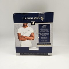 US POLO ASSN 4-Pack Logo White Crew Neck T Shirt Set Classic Fit Men’s S M L XL