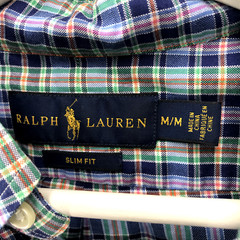 RALPH LAUREN Shirt Mens MEDIUM Slim Fit Multicolor Plaid Long Sleeve Button Up
