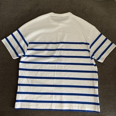 Hugo Boss T-Shirt Men’s Small Nola Stripe Crewneck Dog Graphic Print White/Blue