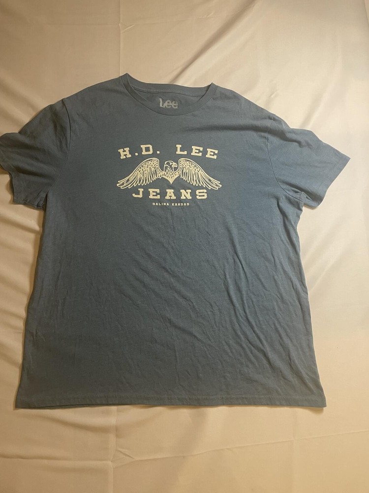 Lee Jeans Men’s Blue Graphic T-Shirt Eagle Salina Kansas Size XXL
