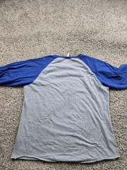 Facebook Shirt Mens XL Gray Blue Raglan 3/4 Sleeve Baseball Tee Logo LAT