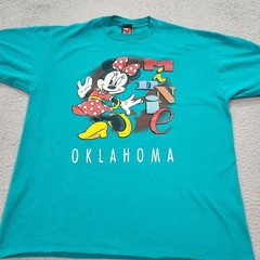 Vintage Mickey Shirt Adult Extra Large Blue Minnie Oklahoma Graphic Tee *Spots*