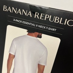 Banana Republic Men’s 3-Pack Essential V-Neck T-Shirts Tees WHITE MEDIUM Stretch