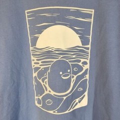 The Tubbo Moment Benson By The Sea Duck Long Crew Shirt Graphic Blue Cotton L