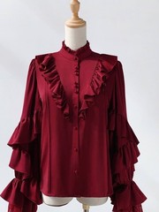 Men’s White Gothic-style shirt long-sleeved Top unisex blouse
