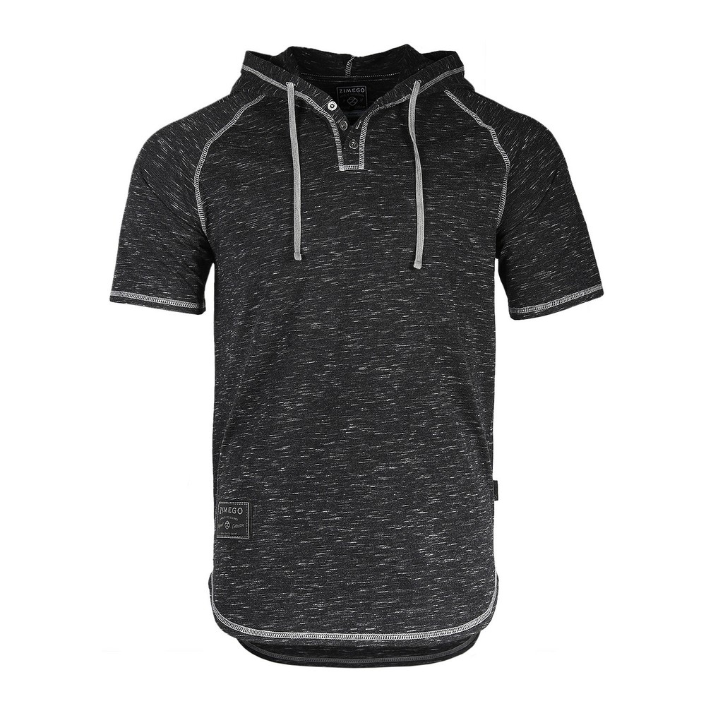 ZIMEGO Men’s Short Sleeve Hooded Henley Tee – Casual Activewear Athletic Top