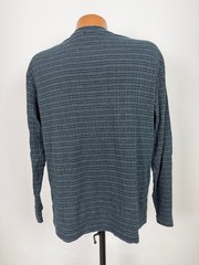 Vintage Y2K Ribbed V-Neck Shirt Men Medium Stretchy Black Gray Striped Claiborne