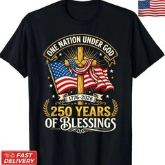 America 250 Christian God T-Shirt Patriotic USA Flag 1776-2026 Vintage Tee