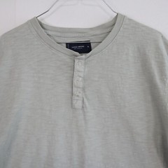 Lucky Brand Henley T-Shirt Mens XL Outdoor Casual Knit Cotton Gray Short Sleeve