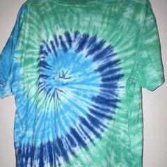 Artforms Unisex Adults XL Blue Green Tie-Dye Peace Graphic Crew Neck Tee