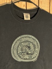 Vintage Earth Serpent Jen Delyth 1997 Ketlic Designs Black Cotton Shirt XXL