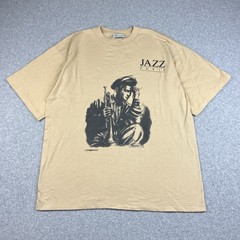 Vintage Jazz T Shirt Mens Large Danhilo Paris Beige Single Stitch Paper Thin 80s