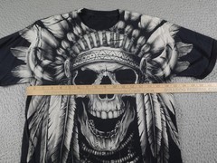 Native American Skull Shirt Mens XS Black Western Tribal Cowboy Horse Desert Y2K