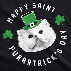 Mens Happy Saint Purrtricks Day T Shirt Funny Saint Patricks Day Cat St Patty