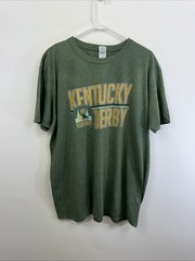 Kentucky Derby Men’s XL Gildan Softstyle Ring Green Poly Cotton Blend T-shirt