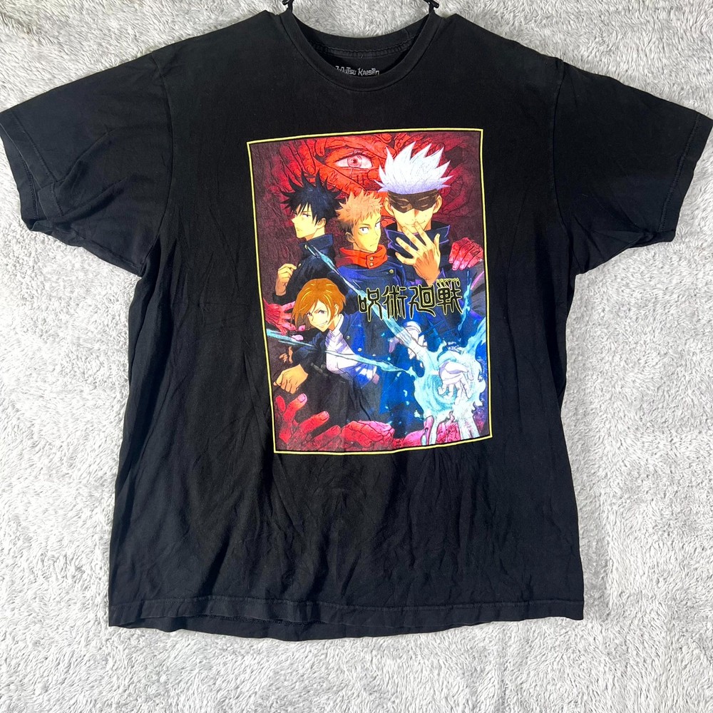 Crunchyroll T Shirt Mens XL Black Cotton Jujutsu Kaisen TV Show Graphic Print