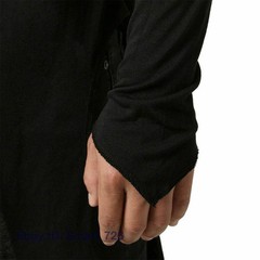 Mens Asymmetric Slit Hem Summer T-shirt Top Tee Long Sleeve Pullover Shirt Hot