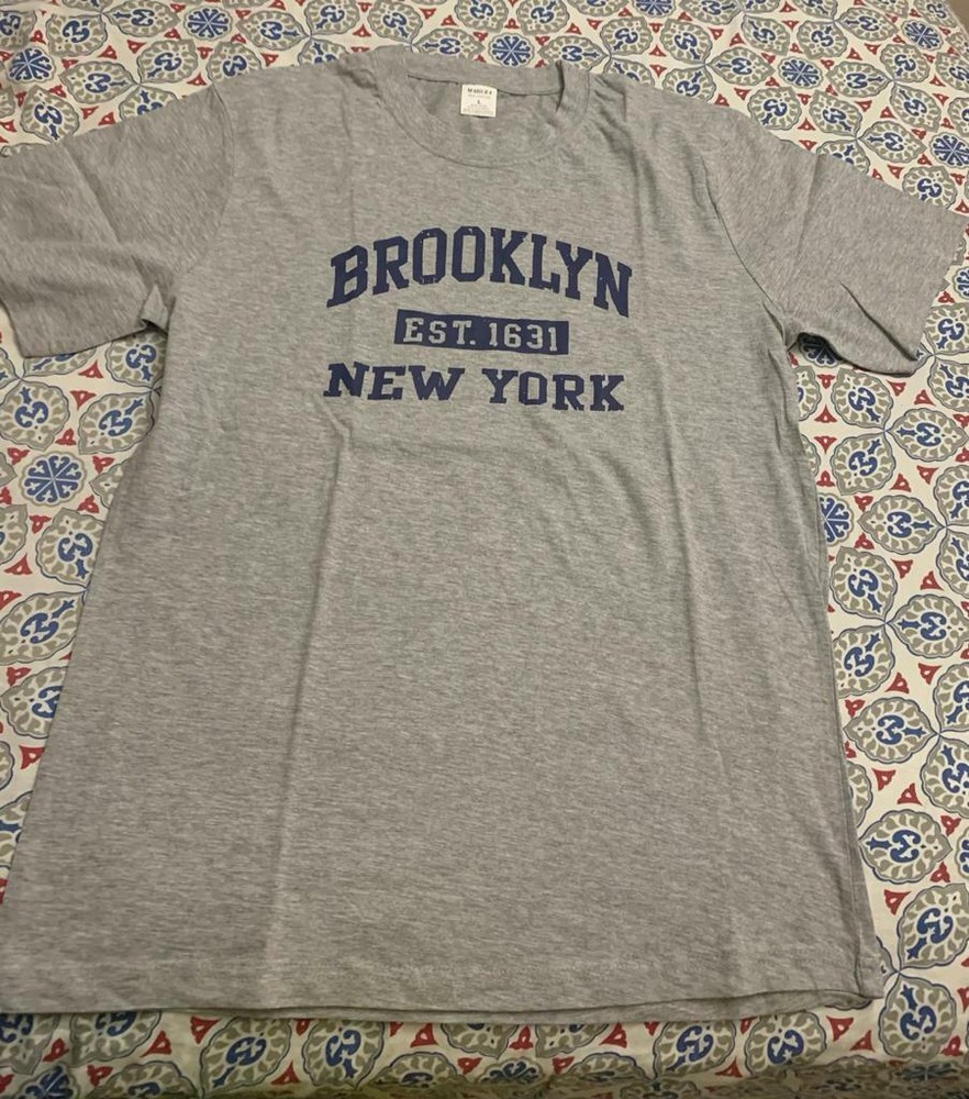 Man, Woman Brooklyn T-Shirt Cotton Grey New