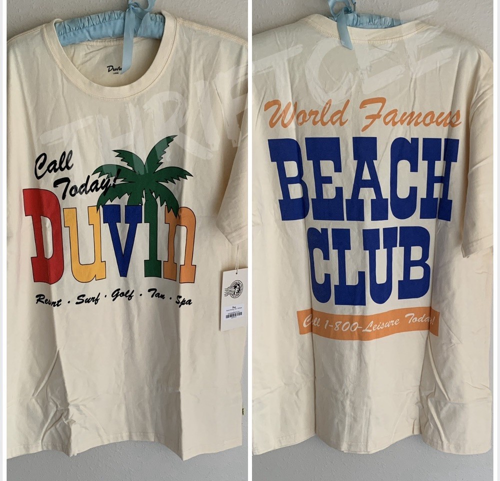 NWT L Duvin World Famous Beach Club T-shirt Summer Tropical Resort Unisex Large