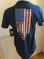 NWT ARIAT Boot Men Short Sleeve S/S Tee T Shirt FLAG Rebar 10030330 10030328