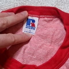 6 Vintage 80s 90s Russell Athletic Ringer Heather Red Tri Blend Large Blank