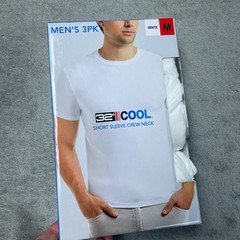 32 Degrees Cool Men’s M White Short Sleeve Crew Neck T-Shirt Quick Dry e1745