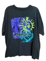 Vintage 90s Laguna Surf Skate Sun Neon Graphic T Shirt Black Large