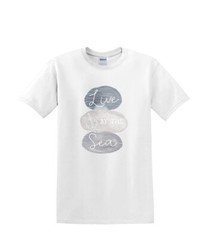 T-shirt small to 3xL – LIVE by the SEA sealife beach nautical fun- adult