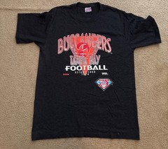 Vintage 1994 Tampa Bay Buccaneers Old Logo Creamsicle Black Striped T-Shirt XL