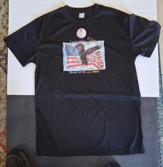 Land Of The Free Home Of The Brave Polyester Men’s Size L T-Shirt American Flag