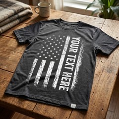 USA Flag Patriotic Personalized T-shirt Your Own Printed Text T A79
