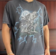 Vintage 90s Single Stitch Distressed Sun Faded American Thunder Lightning Tee