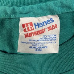 Vtg 90s Hanes Heavyweight 50/50 Antigua T Shirt Large Single Stitch Teal Beach