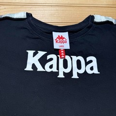 Y2K Kappa Spell Out Logo Tape Shoulder Streetwear Retro T-Shirt Men’s – Large
