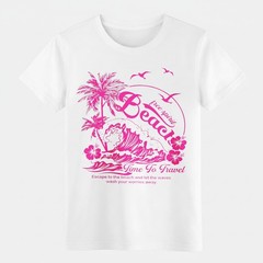Retro Beach Vibe Palm Tree Graphic T-Shirt Unisex Tropical Travel Casual Tee