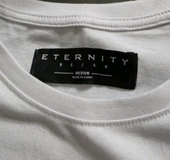 Eternity BC/AD White T-Shirt Chenille Shark Mouth Patch Beach Jaws Attack Sz M