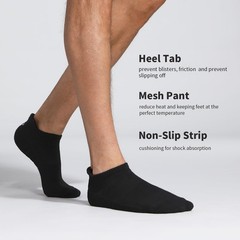Running Cushioned Socks Black Ankle Socks for Men Women Breathable 6Pairs Bla…