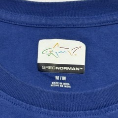 Greg Norman Shirt Mens Medium Blue Pocket Shark Logo Cotton Tee Golf Crewneck