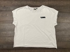 Y,IWO (Yeah, I Work Out) Gym Muscle T Shirt Mens Size 2 White Raw Edge – NWOT