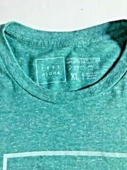 New FEEL ALOHA Mens Teal Blue Logo Soft Cotton Rayon Poly Tee T-shirt sz XL
