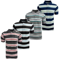 Men’s Short Sleeve Polo T-Shirt Stripe Pique Casual Regular fit Fashion Work Top