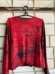 Streetwear Ella Red Graphic Long Sleeve Top with Asymmetrical Zip – City Print S
