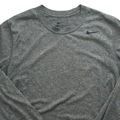 Nike Dri-FIT Mens Long Sleeve Shirt Heather Gray Tech Workout Gym Tee Medium