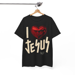 Christian Faith Tee I Love Jesus Heart Graphic Shirt Inspirational Religious Gif