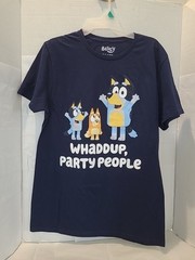 Bluey Shirt Mens M Party People Navy Blue Graphic Tee Bandit Bingo New