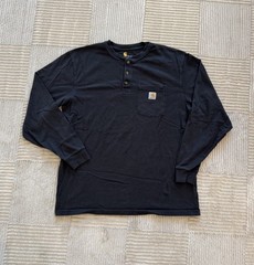 Carhartt Mens Original Fit Thermal Henley Shirt Size Large Black Work Outdoor