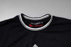 DOLCE & GABBANA T-shirt Dark Blue Logo Crown Cotton Crew Neck IT46/US36/S 370usd