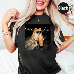 Custom Dog Iced Coffee Comfort Tee Personalized Pet Drink Lover Gift