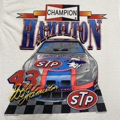 Vintage Bobby Hamilton Shirt Mens Large White STP Champion 90s NASCAR Racing